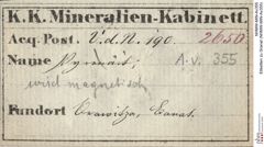 Etiketten zu Granat (NHMW-MIN-Av355)